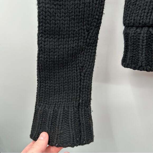 Theory Wool Cashmere Rabbit‎ Fur Black Knit Toggle Front Sweater Cardigan Sz XS - Picture 8 of 10